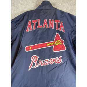 VINTAGE 90s MLB Atlanta Braves Jacket Mens Blue Full Zip Apex One Windbreaker XL